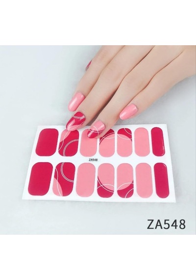 Lexroo Tırnak Oje Sticker Nail Art Set Za548, 14'lü Pembe Kırmızı
