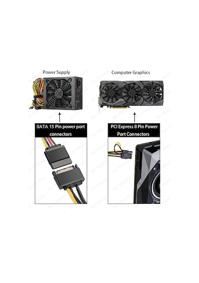 Pcı-E Ekran Kartı Bakır Güç Kablosu 15Pin Sata Erkek To 8Pin(6+2)