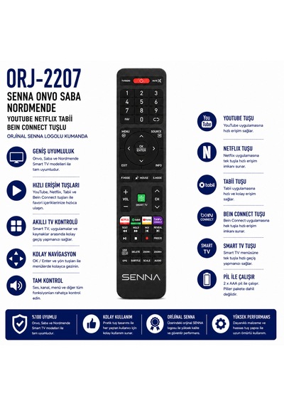 Senna -2207 Onvo Saba Nordmende Smart Tv Kumandası