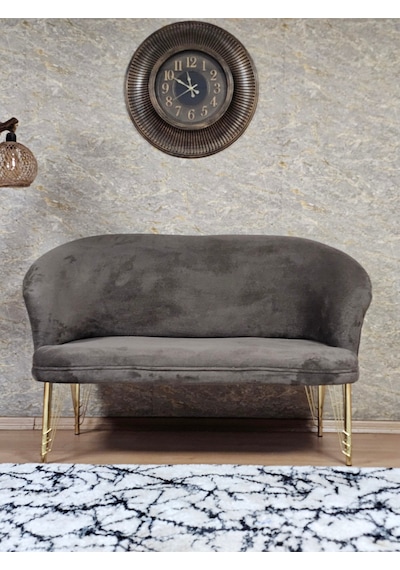Zafir İkili Teddy Gold Kaplama Telli Ayak Çay Seti Koltuk Tekli Berjer , Balkon, Salon, Ofis Kahverengi