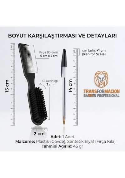 Profesyonel Sakal Fırçası Ve Tarağı, 2'si 1 Arada Fade Ense Fırçası, Doğal Kıl Sakal Şekillendirici Bakım Seti 719584
