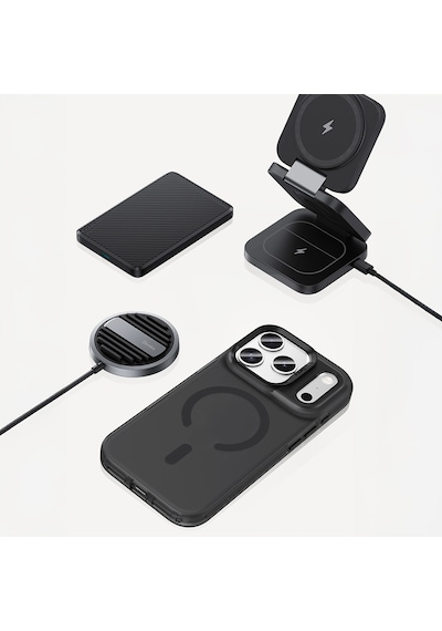 Apple Uyumlu iPhone 17 Pro Kılıf M-safe Şarj Özellikli Benks C-magnet Lucid Armor Kapak Siyah Siyah