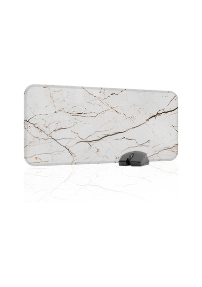 Beyaz Mermer Kaymaz Dikişli Kauçuk Oyuncu Mousepad V5 - 70x30 Xl Gaming Mouse Pad Fare Altlığı