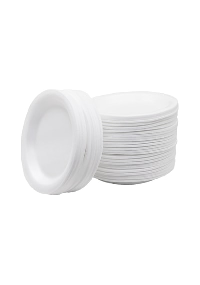 Köpük Tabak Yuvarlak Küçük Boy 100 Adet Çap:17cm Beyaz