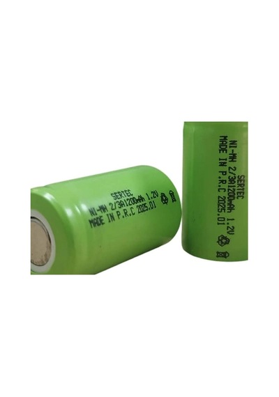 Sertec - 1.2v 1200 Mah - 2/3a - Ni-mh Şarjlı Pil - Başsız / Flat Head Evimdeyokyok