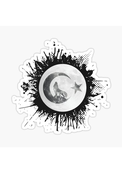 Ay Yıldız Ve Kurt Sticker Yapıştırma 20 Cm