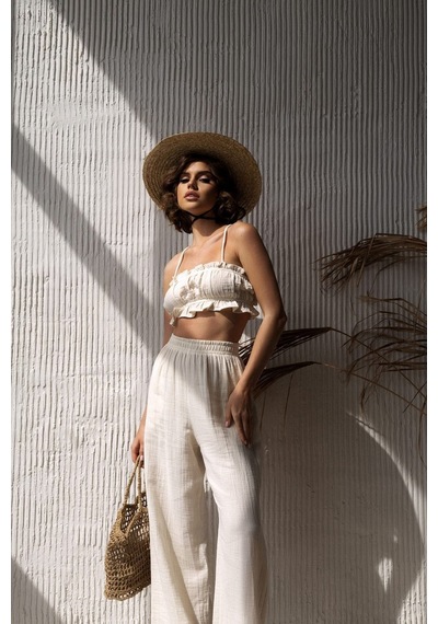 Mai Collection Mai Studios Co. Harvey Natural Müslin Crop Takım Natürel Mai Collection Mai Studios Co. Harvey Natural Müslin Crop Takım Natürel