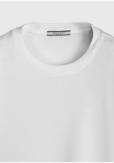 Ramsey Beyaz Düz Bisiklet Yaka %100 Pamuk T-shirt beyaz white