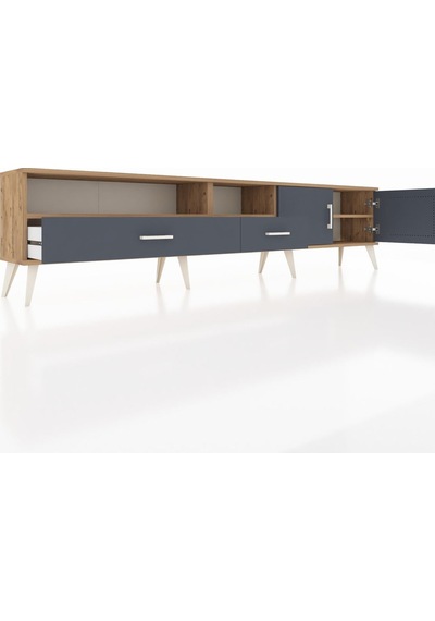 Arges Tv Ünitesi 3 Raflı 2 Çekmeceli 2 Kapaklı 220x30x51 Çam-antrasit Antrasıt/antrasıt - Atlas Çam Arges Tv Ünitesi 3 Raflı 2 Çekmeceli 2 Kapaklı 220x30x51 Çam-antrasit Antrasıt/antrasıt - Atlas Çam