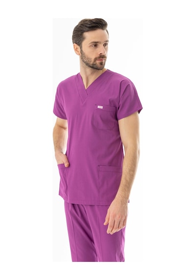 Likra Yarasa Kol Doktor Hemşire Forması Fuşya Lyrs1021 Fuşya