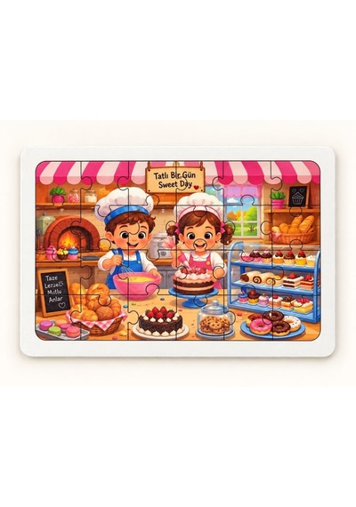 Çocuklar Mutfakta - Eğitici - 24 Parça Ahşap Puzzle