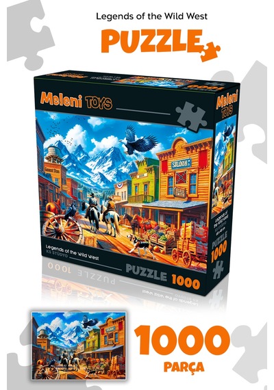 1000 Parça Legends Of The Wild West Puzzle - Vahşi Batı Kasabası Yapboz 68x48 Cm