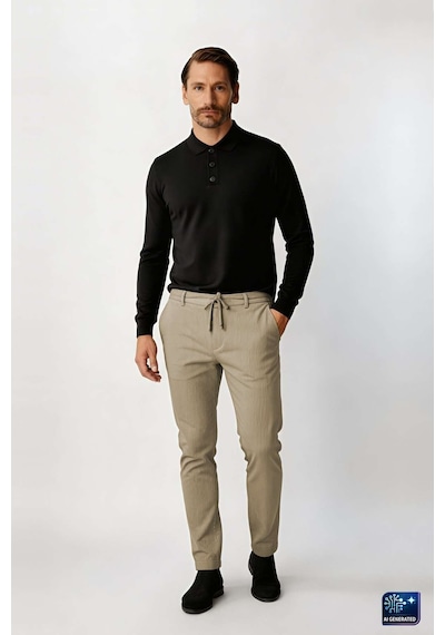 İgs Bej Dynamic Fit Lastikli İpli Erkek Pantolon Konforlu Smart Casual-26027