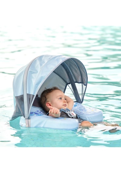 Mambobaby Yüzme Simidi - Mavi Kelebek, Emniyetli, Gölgelikli Ve Ayak Destekli