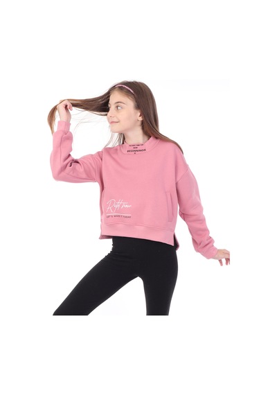Toontoy Kids Toontoy Kız Çocuk Baskılı Sweatshirt Gülkurusu