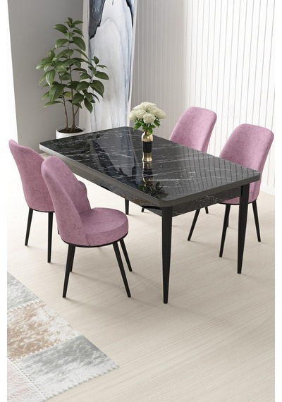 Canisa Arp Serisi, 71x110 Sabit Mutfak Masa Takımı,beyaz Mermer Desen Masa 4 Lacivert Sandalye Beyaz Canisa Arp Serisi, 71x110 Sabit Mutfak Masa Takımı,beyaz Mermer Desen Masa 4 Lacivert Sandalye Beyaz