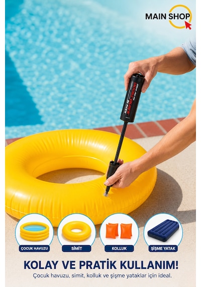 Mainshop Intex Double Quick Mini El Pompası 29 Cm - Şişme Yatak Havuz Simit Kolluk Pompası M-69613