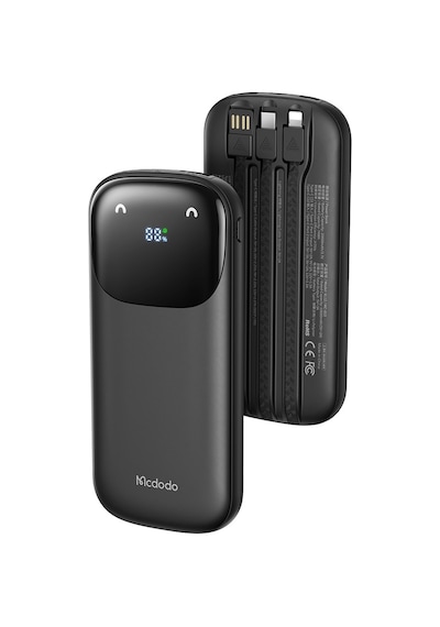 Mcdodo Mc-8520 10000mah 22.5w Pd Qc Hızlı Şarj Dijital Göstergeli Çoklu Kablolu Powerbank Siyah