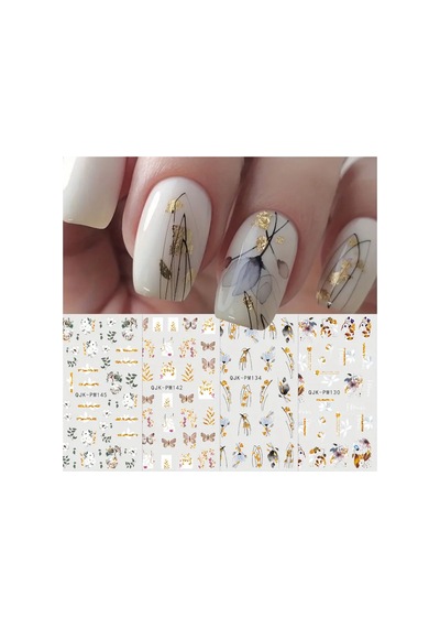 Nailist Floral Çiçekli Seri - Altın Yaldızlı Yapışkan Tırnak Sticker Nail Art Tırnak Dövmesi 85292355