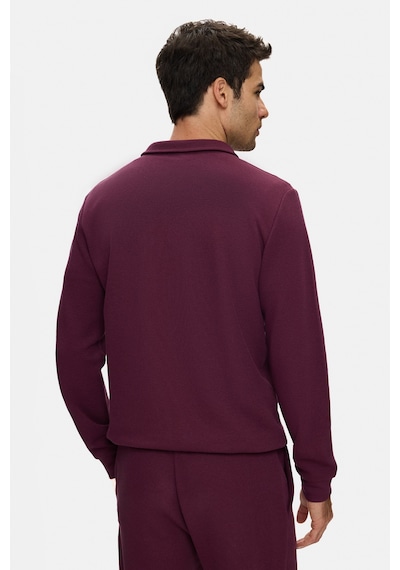UCLA Zeon Bordo Yarım Fermuarlı Nakışlı Standard Fit Erkek Pike Sweatshirt