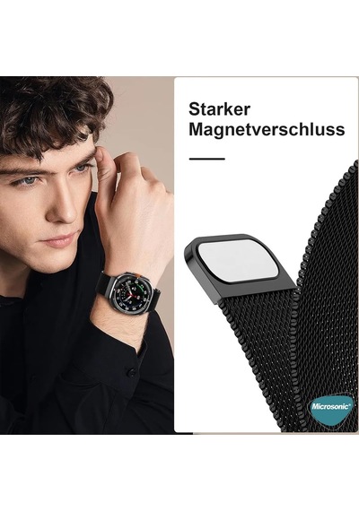 Samsung Galaxy Watch 8 44mm Milanese Loop İçin Kordon Siyah Galaxy Watch 8 44mm İle Uyumlu Kordon - Siyah Çok Renkli