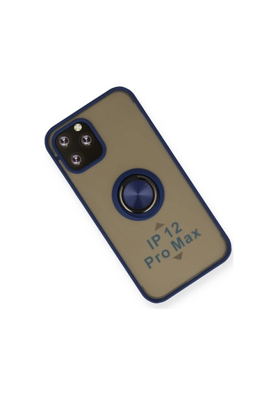 Newface Apple iPhone Uyumlu 12 Pro Kılıf Montreal Yüzüklü Silikon Kapak Semeglbl - 11 - Lacivert