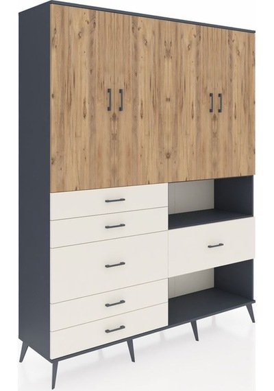 Hyperion Gardrop 7 Raflı 6 Çekmeceli 4 Kapaklı 176x44x221 Antrasit-çam/aytaşı Çam/aytaşı Hyperion Gardrop 7 Raflı 6 Çekmeceli 4 Kapaklı 176x44x221 Antrasit-çam/aytaşı Çam/aytaşı