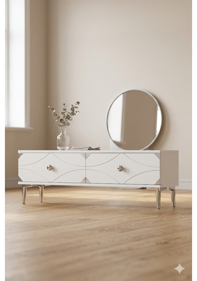 Tsa1297bs Alfa Tv Sehpası Beyaz-silver 120cm