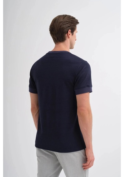 Cazador Polo Yaka Regular Fit Örme Dokulu Tişört Lacivert 4207 Lacıvert