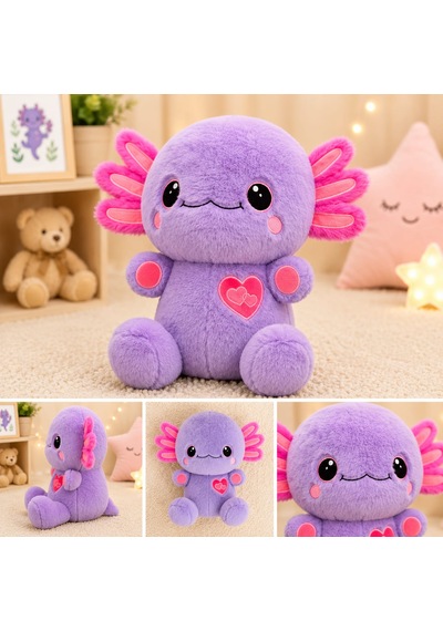 Aksolotl Peluş 35 Cm Açık Mor