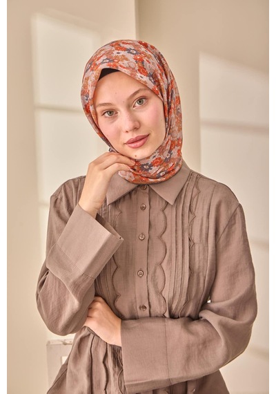 Silk Home Soft Eşarp 73092-10 Taba, Füme, Pudra, Turuncu