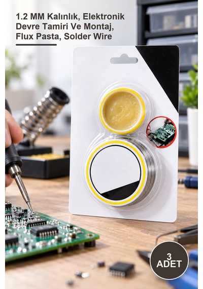3 Adet Lehim Teli Ve Pasta Seti 1.2 Mm Kalınlık, Elektronik Devre Tamiri Ve Montaj, Flux Pasta, Solder Wire