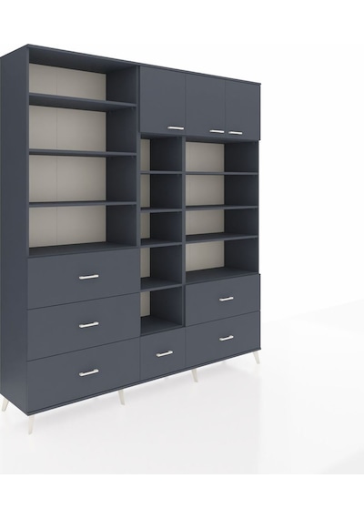 Hyperion Dolap 17 Raflı 6 Çekmeceli 3 Kapaklı 220x44x243 Antrasit-antrasit/antrasit Çok Renkli Hyperion Dolap 17 Raflı 6 Çekmeceli 3 Kapaklı 220x44x243 Antrasit-antrasit/antrasit Çok Renkli