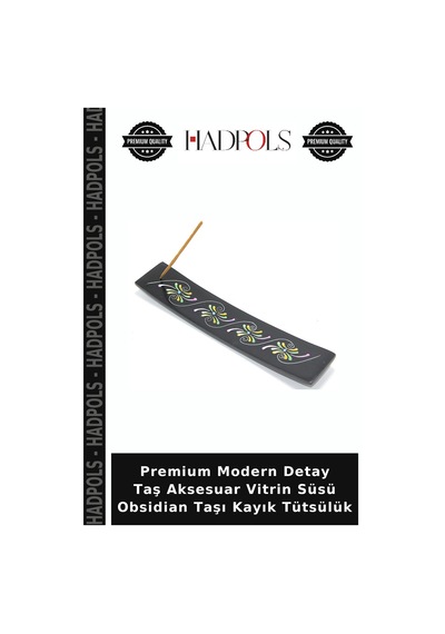 Premium Modern Detay Taş Aksesuar Vitrin Süsü Obsidian Taşı Kayık Tütsülük