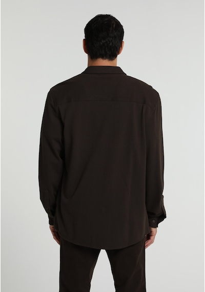 Colin's Colins Regular Fit Shirt Neck Düz Erkek Kahverengi Uzun Kol Gömlek Cl1082019 Q1.v1 Brw