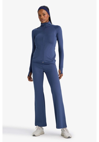Defacto Defactofit Fitted Vücuda Oturan Ultra Soft Dik Yaka Çift Cepli Parmak Detaylı Fermuarlı Spor Hırka B3985ax25auın231 Indigo