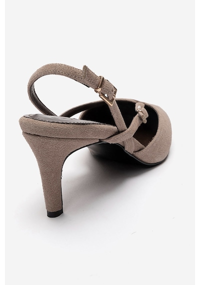 Luvishoes Armonıa Vizon Süet Bant Detaylı Kadın Topuklu Ayakkabı