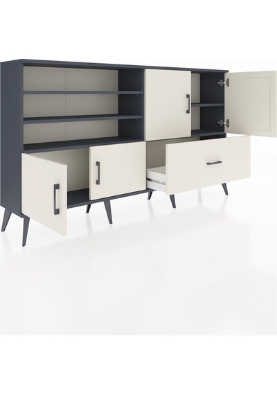 Arges Konsol 5 Raflı Tek Çekmeceli 4 Kapaklı 176x30x99 Antrasit-a Antrasit-aytaşı Arges Konsol 5 Raflı Tek Çekmeceli 4 Kapaklı 176x30x99 Antrasit-a Antrasit-aytaşı