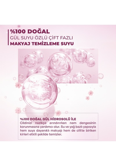 Dermokil %100 Doğal Gül Suyu Çift Fazlı Makyaj Temizleyici 150 Ml