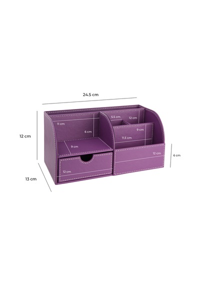 Masaüstü Düzenleyici,kalemlik,kumandalık,küpbloknotluk,tabletlik,kitaplık,6 Gözlü,çekmeceli,desktop Organizer,vegan,24,5 13 12 Lila