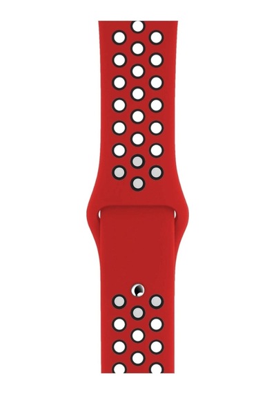 Apple Watch Uyumlu8 45mm Ile Kayış Spor Delikli Silikon Sd01 Kordon Kırmızı-siyah