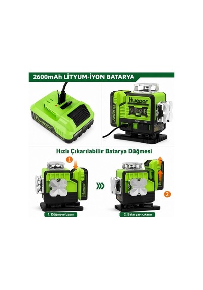 Huepar P04cg 4d Yeşil Lazer Seviyesi 4x360 Bluetooth Kontrollü Profesyonel Cihaz