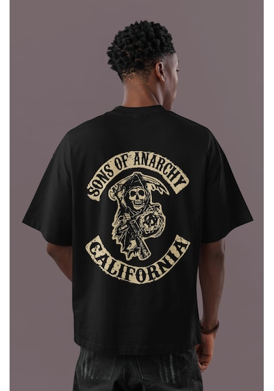 Sons Of Anarchy California Sırt Baskılı Unisex Oversize Dizi Tişö Siyah