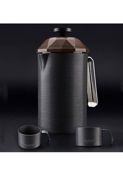 Alocs Paslanmaz Çelik French Press 600 Ml Gri