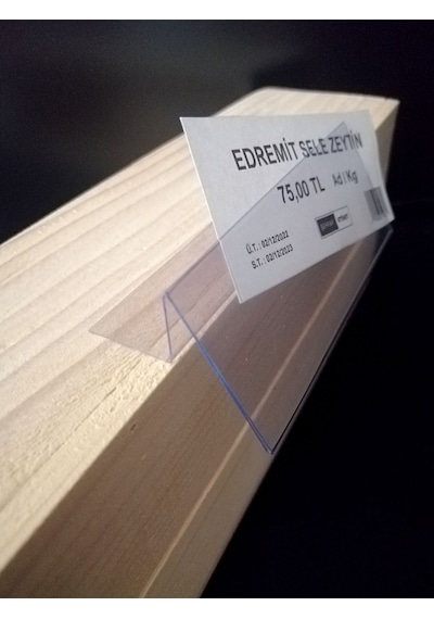 10 Adet Pvc Etiketlik 10x4 Cm Arkaya Yatık Yapışkanlı Raf Önü