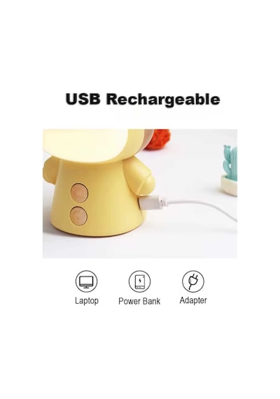 Masa Lambası, Yumuşak Aydınlatma, Yatak Odası İçin Usb Şarj Edilebilir Sevimli Gece Lambası Pembe