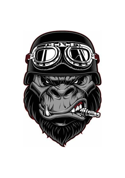 Kızgın Goril Oto, Motorsiklet, Kask, Laptop Sticker 13x9 Cm