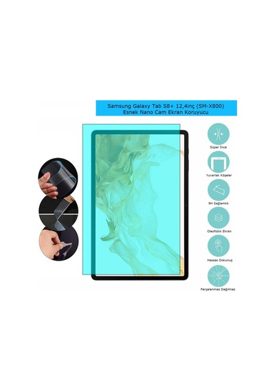 Ukscase Samsung Uyumlu Galaxy Tab S8+ SM-X800 Esnek Nano Ekran Koruyucu