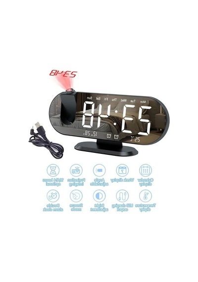 Çift Alarm Dereceli Led Masa Saati, Pratik Kullanım İçin 07 Beyaz