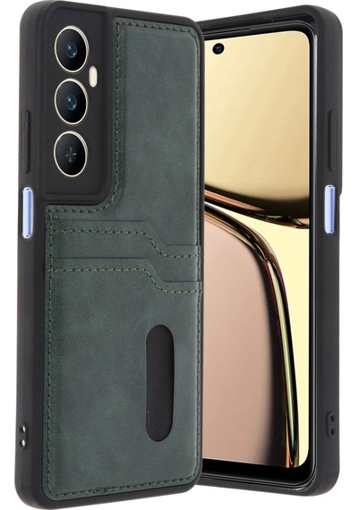 Realme C65 Sara Kartvizitli Deri Kılıf - Yeşil